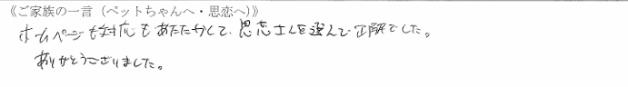 ホームページも対応もあたたかくて、思恋さんを選んで正解でした。ありがとうございました。